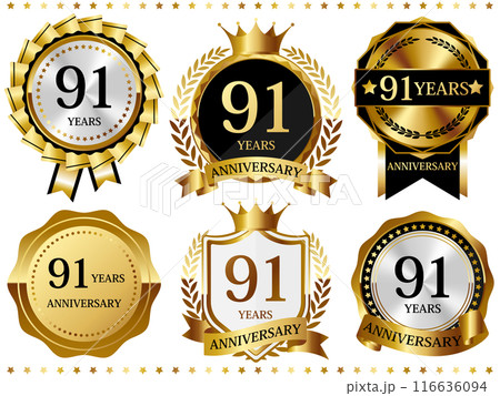 高級感のある91周年記念のエンブレムセット 116636094