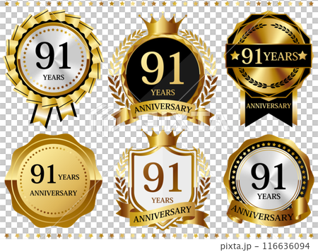 高級感のある91周年記念のエンブレムセット 116636094