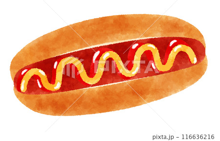 アメリカのパンのイラスト Hot Dog(ホットドッグ) アメリカのパンのイラスト Hot Dog(ホットドッグ) 116636216