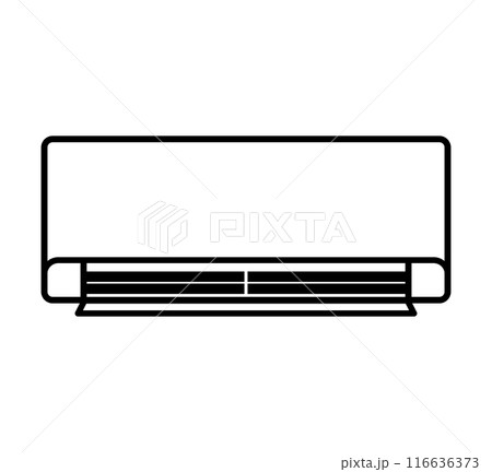 送風口が開いたエアコン 正面 線画 送風口が開いたエアコン 正面 線画 116636373