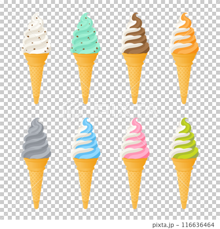 Cone soft serve ice cream variation set 116636464