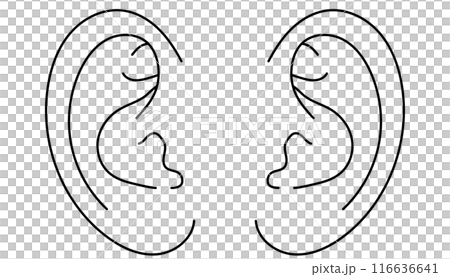 Simple black and white illustration of left and right ears Simple black and white illustration of left and right ears 116636641