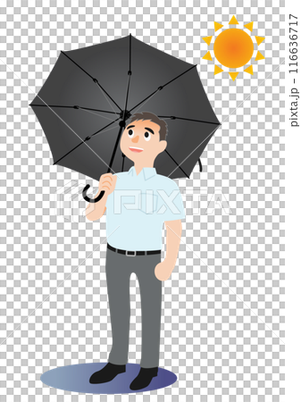 一個拿著陽傘的男人，白色背景 116636717
