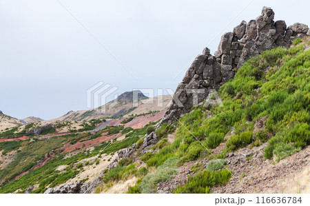 Landscape with rocks at Pico do Arieiro on a sunny summer day 116636784