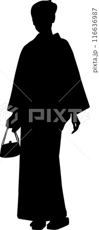 着物を着た女性のシルエット、和服 着物を着た女性のシルエット、和服 116636987