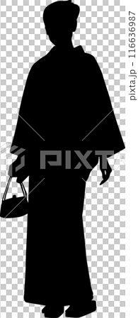 着物を着た女性のシルエット、和服 着物を着た女性のシルエット、和服 116636987