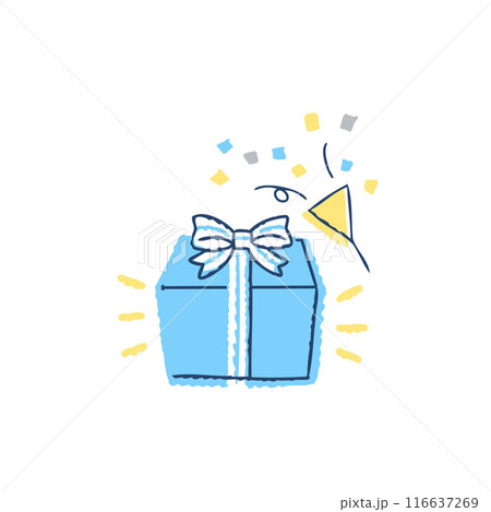 リボンのついたプレゼントの箱とパーティクラッカー 116637269
