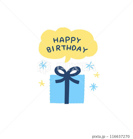 リボンのついたプレゼントの箱と吹き出しのメッセージ リボンのついたプレゼントの箱と吹き出しのメッセージ 116637270
