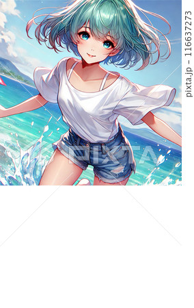 海、女の子 116637273