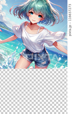 海、女の子 116637273