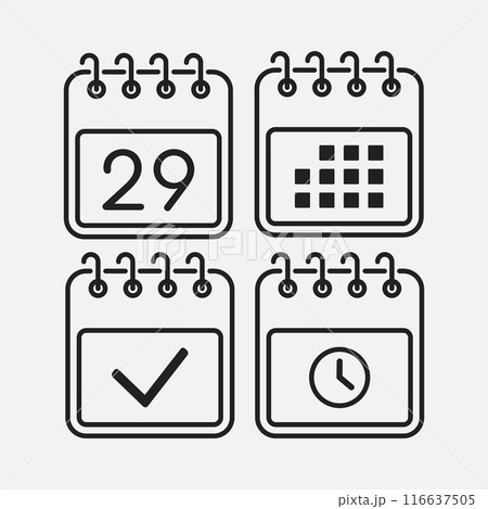 Icon page calendar - 29 day, agenda, timer, done 116637505