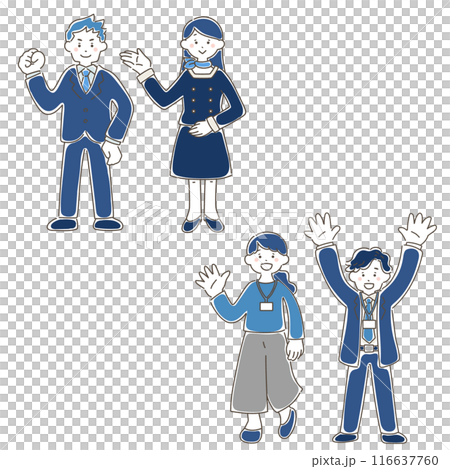 4人のビジネスパーソン[男女]のゆるいイラスト 116637760