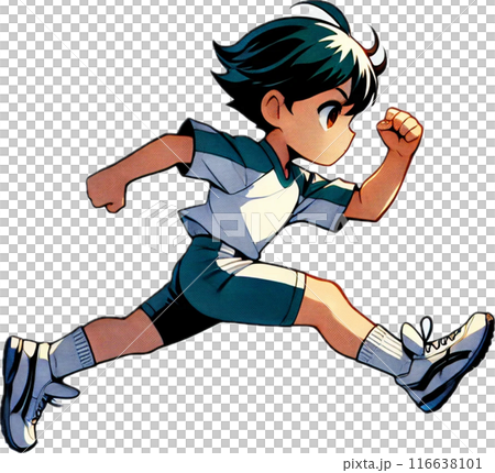 Illustration of a running male student Illustration of a running male student 116638101