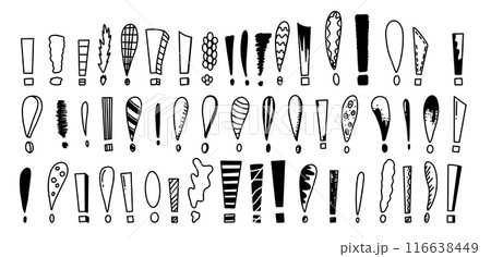 Whimsical doodle exclamation mark vector illustration set 116638449