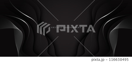 Abstract luxury curve silver lines shadow on black background with copy space for text design vector Abstract luxury curve silver lines shadow on black background with copy space for text design vector 116638495