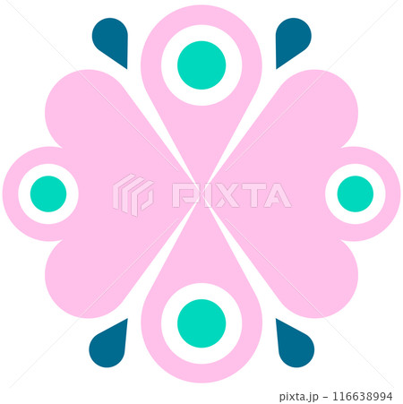 cute nordic folk art abstract flowers ornament 116638994