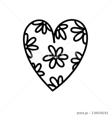 Cute doodle heart isolated on white 116639282