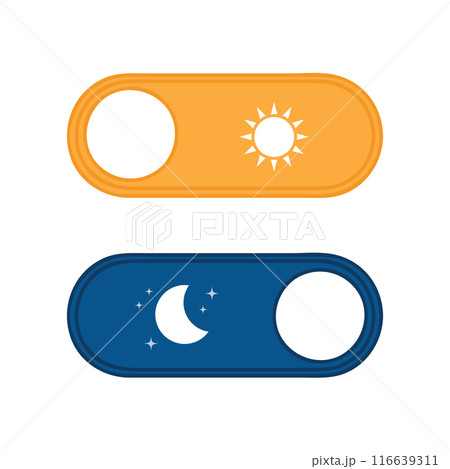 day and night button with sun and moon vector illustration 116639311