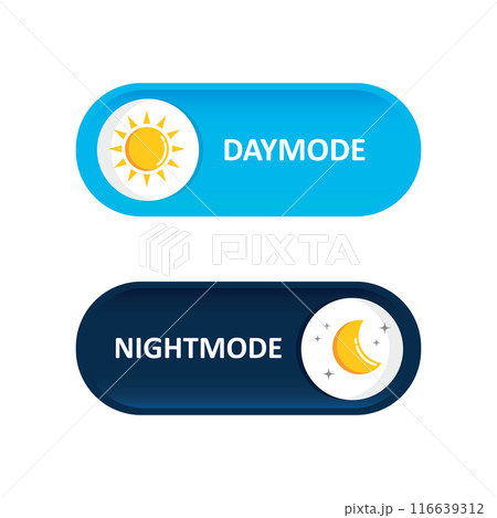 day and night button with sun and moon vector illustration 116639312