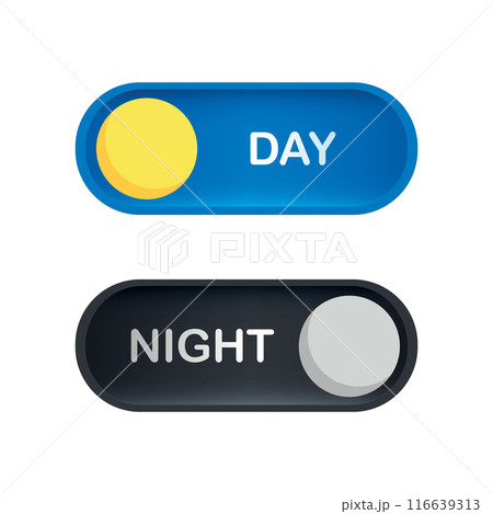 day and night button with sun and moon vector illustration 116639313