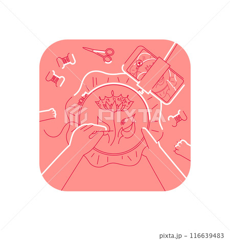 Recording of embroidery process on smartphone Recording of embroidery process on smartphone 116639483