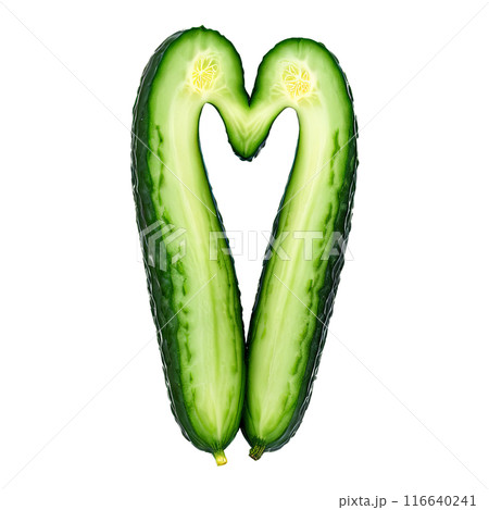 Cucumbers dark green long and slender evenly distributed in a heart shape Food and culinary 116640241