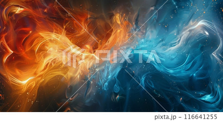 Abstract Fire and Ice Swirling Design 116641255