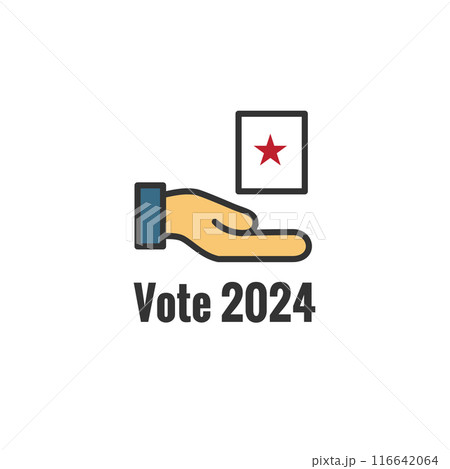 Voting 2024 Icon with Vote, Government, and Patriotic Symbolism and Colors 116642064