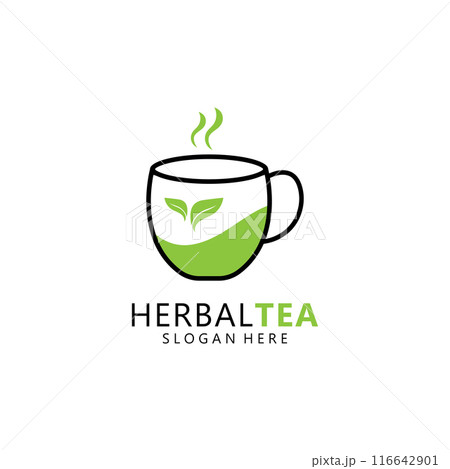 Herbal Green Tea Logo Template. Green Tea In A Cup Vector Illustration. Herbal Green Tea Logo Template. Green Tea In A Cup Vector Illustration. 116642901