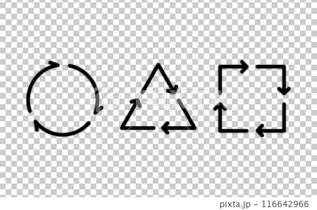 Line icon of circle, triangle and square cycle Line icon of circle, triangle and square cycle 116642966