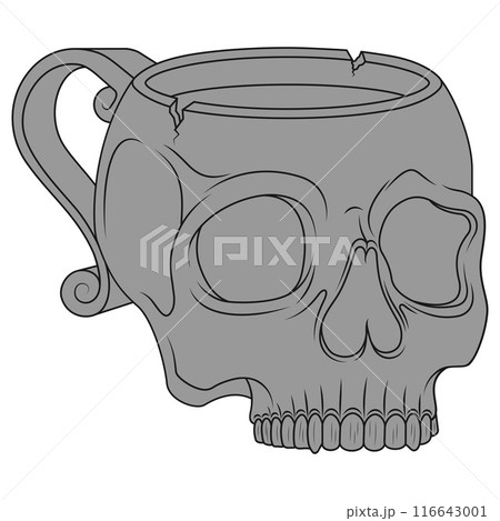 Porcelain tea cup in the shape of a human skull Porcelain tea cup in the shape of a human skull 116643001