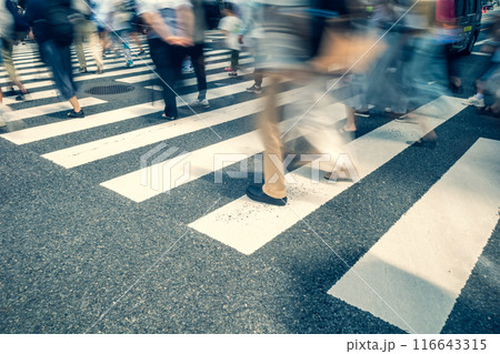横断歩道を渡る人々　a-3 暖色寒色強調 116643315