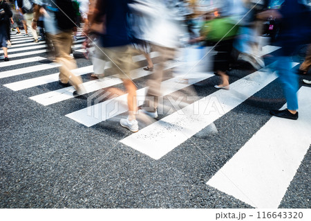 横断歩道を渡る人々　b-2 高コントラスト 116643320