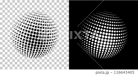 Abstract icon of the globe made of dotted halftone Abstract icon of the globe made of dotted halftone 116643405