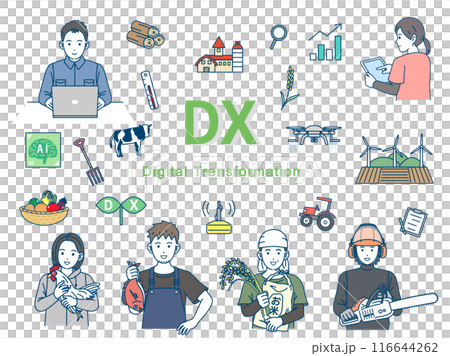 促進從事DX的第一產業插圖集 116644262