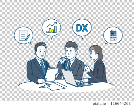 商務人士和辦公室工作人員舉行會議和討論的插圖 116644268
