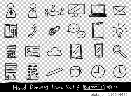 Handwritten cute business icon set 1 Handwritten cute business icon set 1 116644483