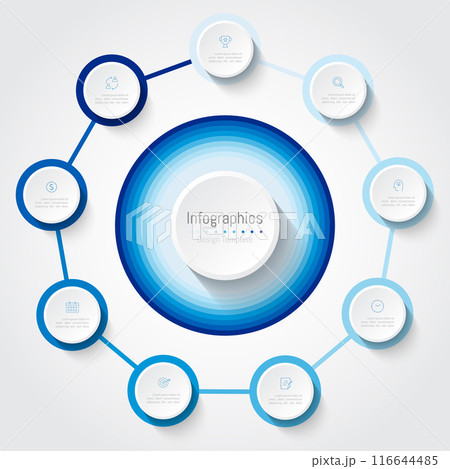 Infographic 9 options design elements for your business data. Vector Illustration. Infographic 9 options design elements for your business data. Vector Illustration. 116644485