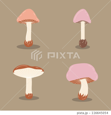 Cute Mushroom Fungus Toadstool Illustration Vector Cartoon Sticker 116645054