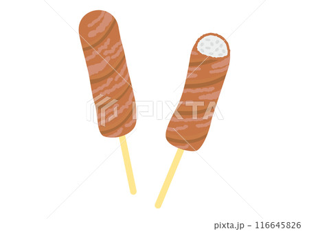 肉巻きおにぎり棒、肉巻きおにぎり、中身のご飯をを見せたところ 116645826