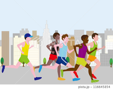 国際的なスポーツ大会のマラソンを走るランナー。 国際的なスポーツ大会のマラソンを走るランナー。 116645854