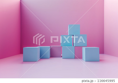 ピンク色の部屋に置かれたブロック AI生成画像 ピンク色の部屋に置かれたブロック AI生成画像 116645995