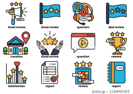 Set of icons in line style in the concept About the business and reviews 116646305