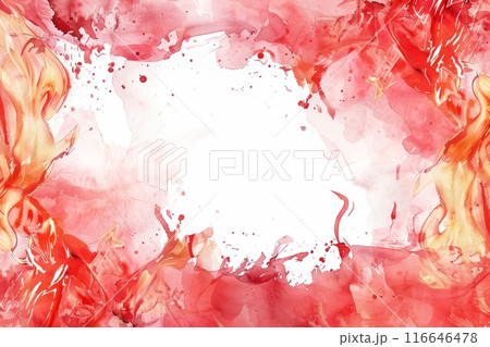 火と炎をイメージした水彩画のフレーム(背景・暑中見舞い・壁紙) 火と炎をイメージした水彩画のフレーム(背景・暑中見舞い・壁紙) 116646478