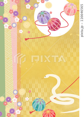 手毬と巳の年賀イラスト 手毬と巳の年賀イラスト 116646565
