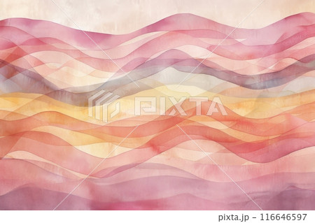 パステルカラーの抽象的な水彩サイン波	 116646597