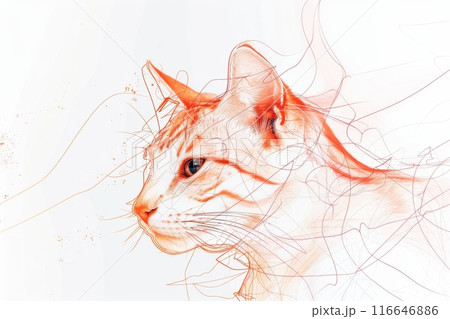猫の絵　絵画　イラスト　ドローイング 猫の絵 手描き 原画 ドローイング 猫 原画 絵画 イラスト