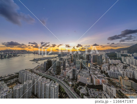 July 10 2024 City scape in Kwun tong with Victoria Harbour Hong Kong July 10 2024 City scape in Kwun tong with Victoria Harbour Hong Kong 116647197