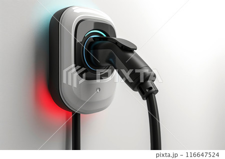 Generic electric EV hybrid vehicle car charger isolated on a white background, generative ai Generic electric EV hybrid vehicle car charger isolated on a white background, generative ai 116647524