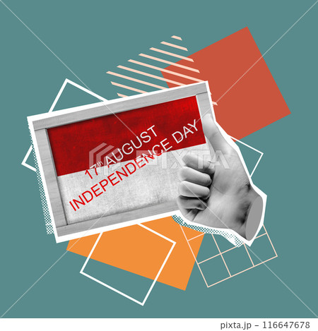 A human hand gives a thumb up to the board with a message the 17th of August A human hand gives a thumb up to the board with a message the 17th of August 116647678